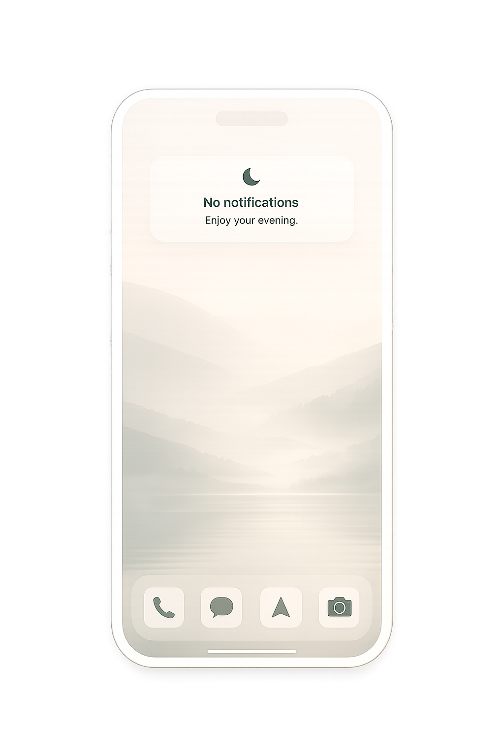 A calm iPhone lock screen with no notifications